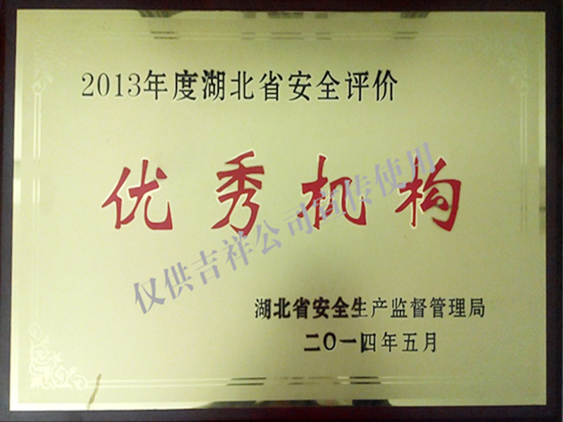 2013年湖北省優(yōu)秀安全評價(jià)機(jī)構(gòu)
